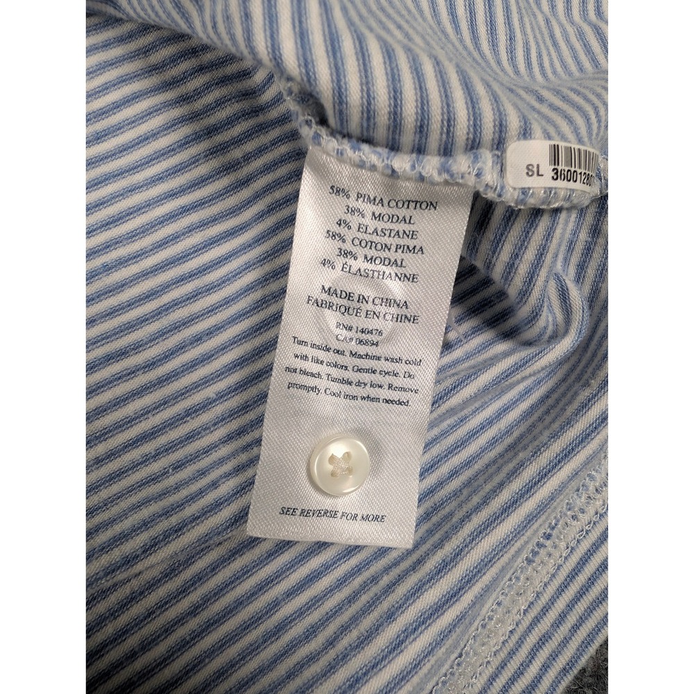 Faherty Movement Polo Shirt Mens L Blue Striped Pima Modal Long Sleeve MKC0114 - Picture 6 of 8